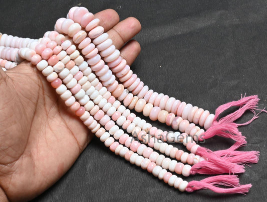 Amazing Pink Opal Smooth Rondelle Shape Beads,8,8.5 mm Shaded Light Pink Opal Plain Handmade Gemstone Opal Loose Bead Necklace Jewelry Craft(AG 12325)