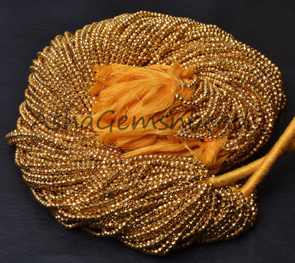 13" Strand Beautiful Natural Golden Pyrite Coated Micro Cut Rondelle Faceted Gemstone Beads,2.2mm AAA Quality pyrite bead Jewelry Craft SALE