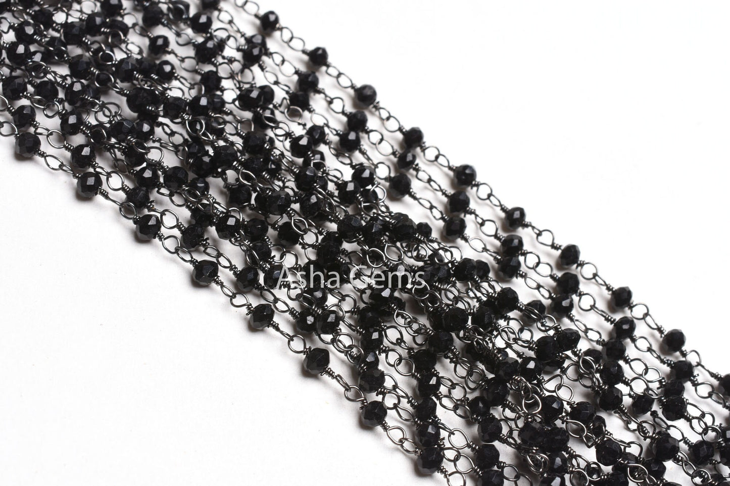 3,5,10,25,50 Feet,Gunmetal Black Spinel Hydro Faceted Rondelle Beaded Rosary Chain,Jewelry Making, Finding, Wire Wrapped Chain,3-3.5mm,Chain