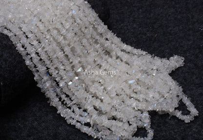Fine Quality Rainbow Moonstone Uncut Chip Beads, Natural Blue Fire Rainbow Moonstone Bead, White Rainbow Smooth Raw Rough Chip Gemstone Bead