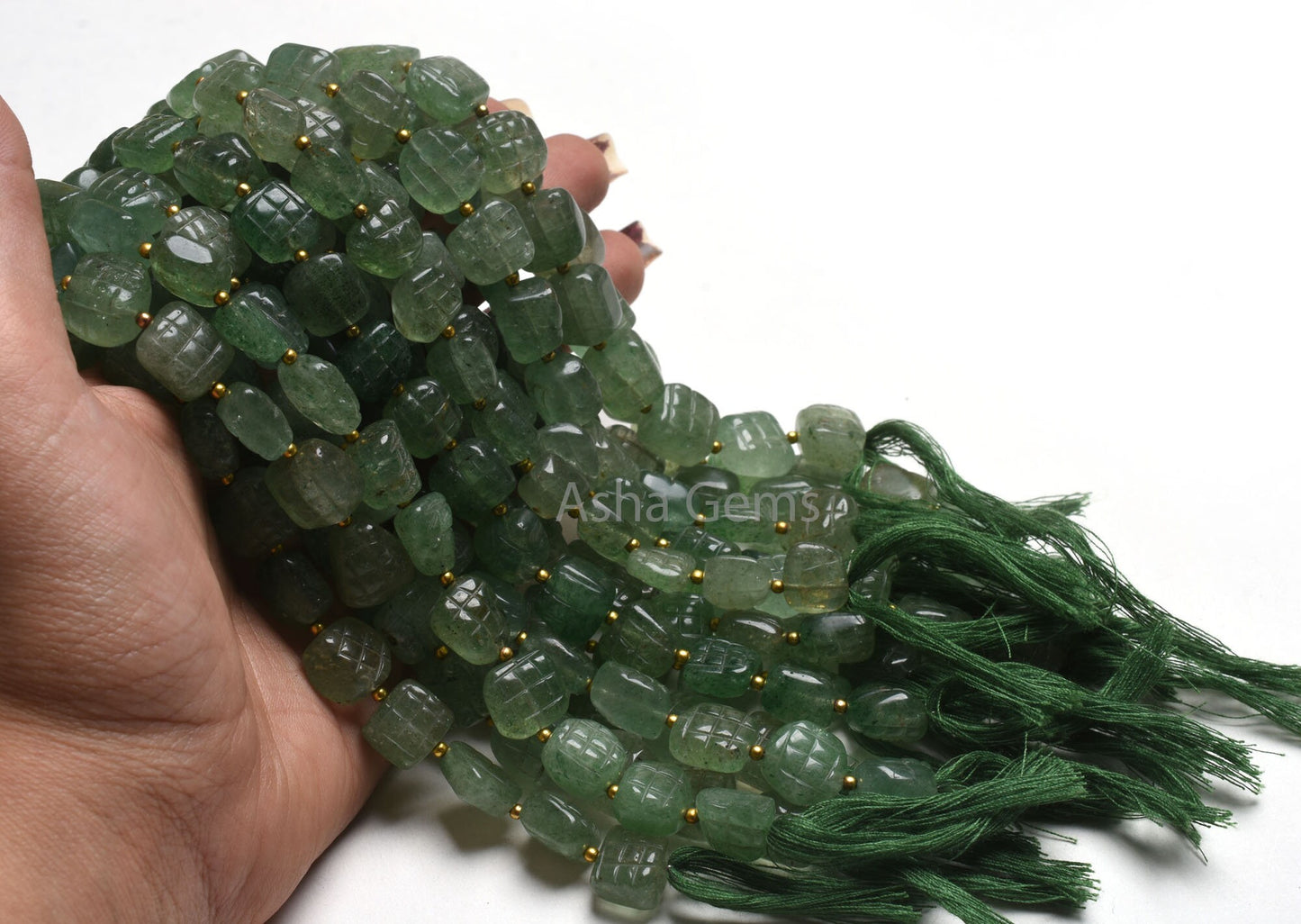 Beautiful Strawberry Quartz Fancy Shape Carved Gemstone Beads,8" Strand Natural Green Strawberry Carving Uneven Square Nugget Handmade Beads