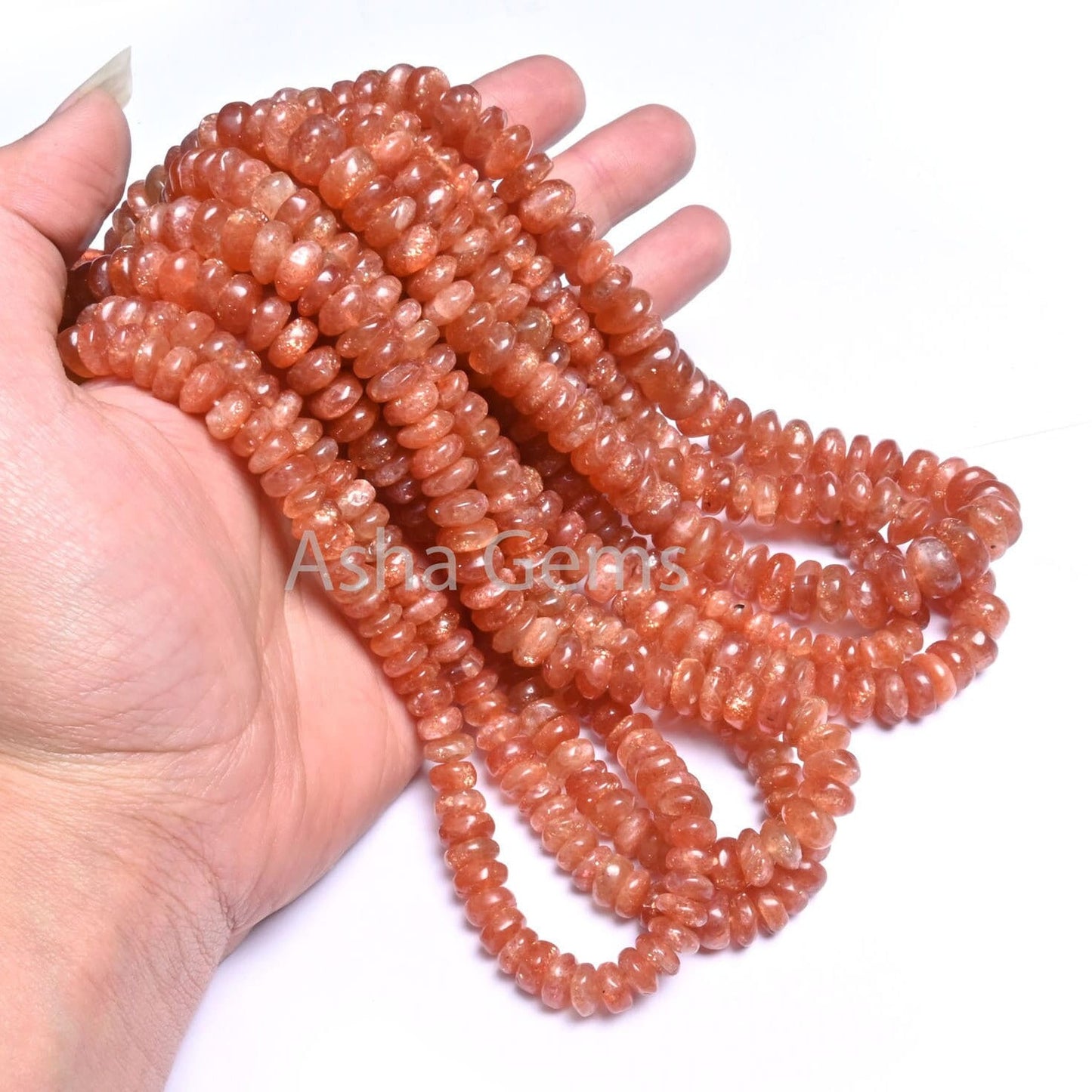 Beautiful Sunstone Smooth Rondelle Shape Beads,16"Natural Red Sunstone Rondelle Plain Gemstone Beads, Sunstone beads Jewelry Necklace Crafts