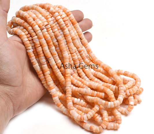Beautiful Orange Opal Smooth Tyre Shape Beads,16" Strand Fanta Color Shaded Opal Handmade Uneven Flat Tyre Gemstone Beads Jewelry Craft SALE