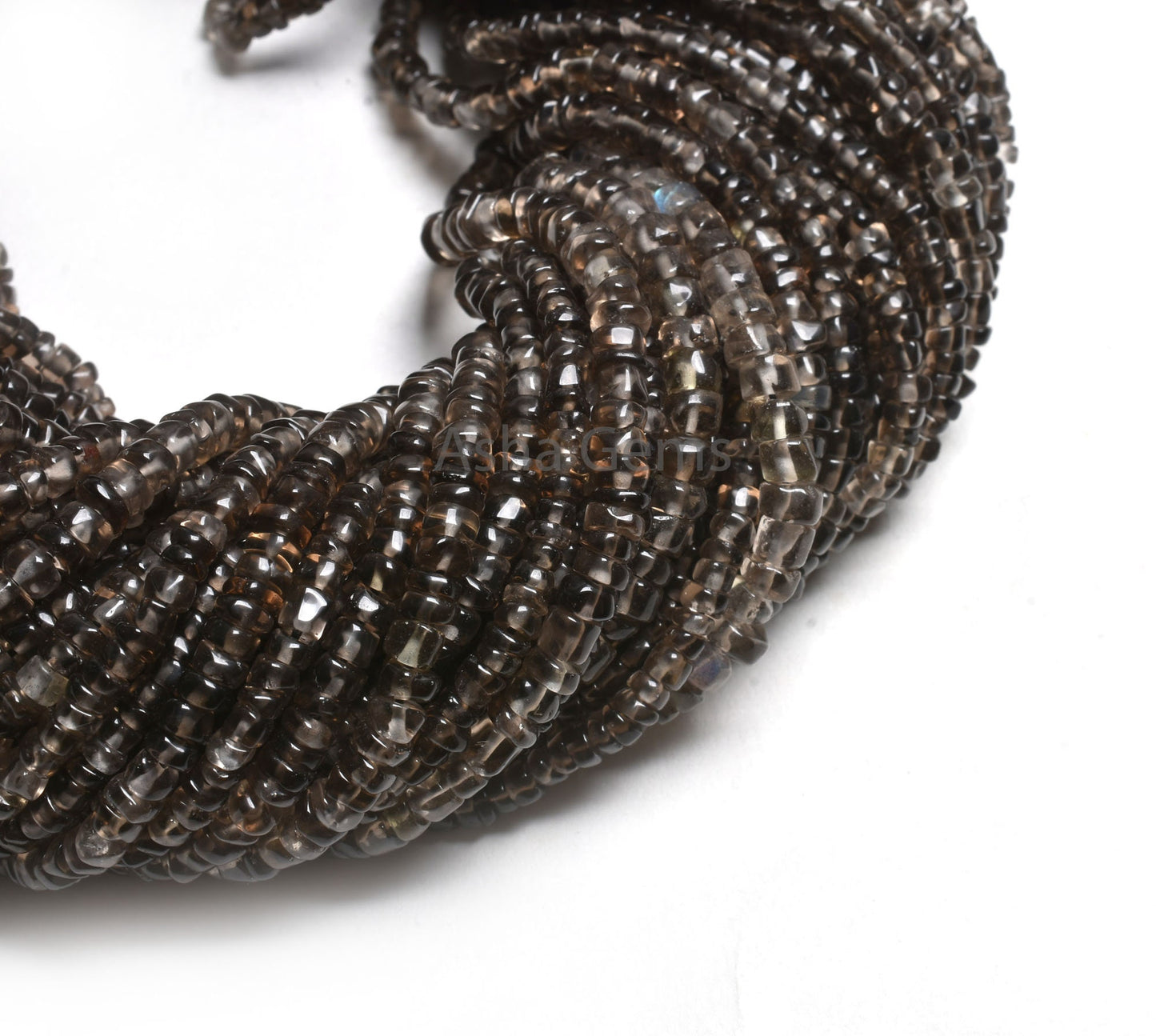 Beautiful Smoky Quartz Smooth Uneven Shape Rondelle Handmade Gemstone Beads,12" Strand Natural Smoky Beads, Smoky Plain Beads Jewelry Making