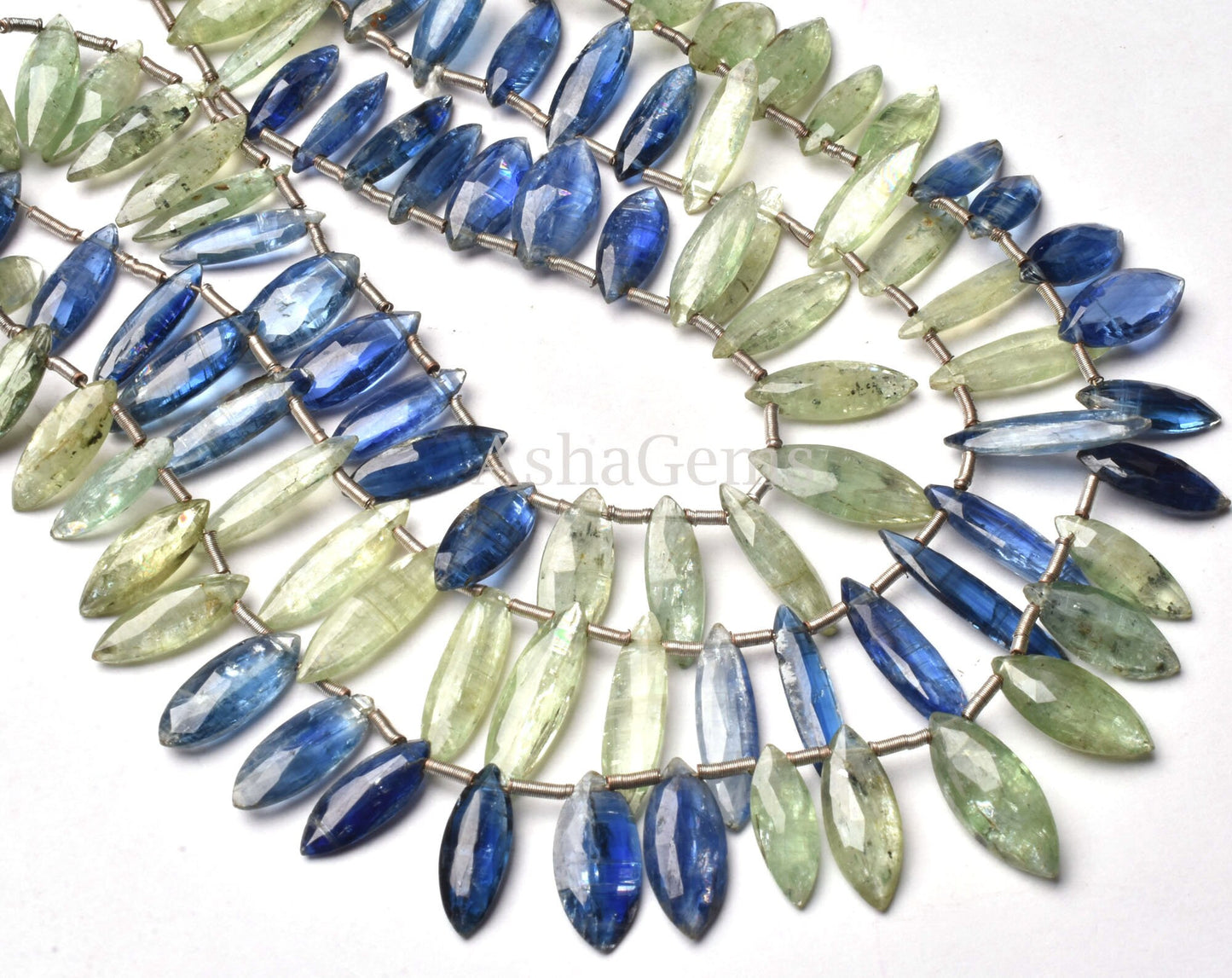 Beautiful Kyanite Faceted Marquise Shape Beads,8" Strand Shaded Green Blue Kyanite Marquise Beads, Natural Marquise Fancy Gemstone Bead SALE