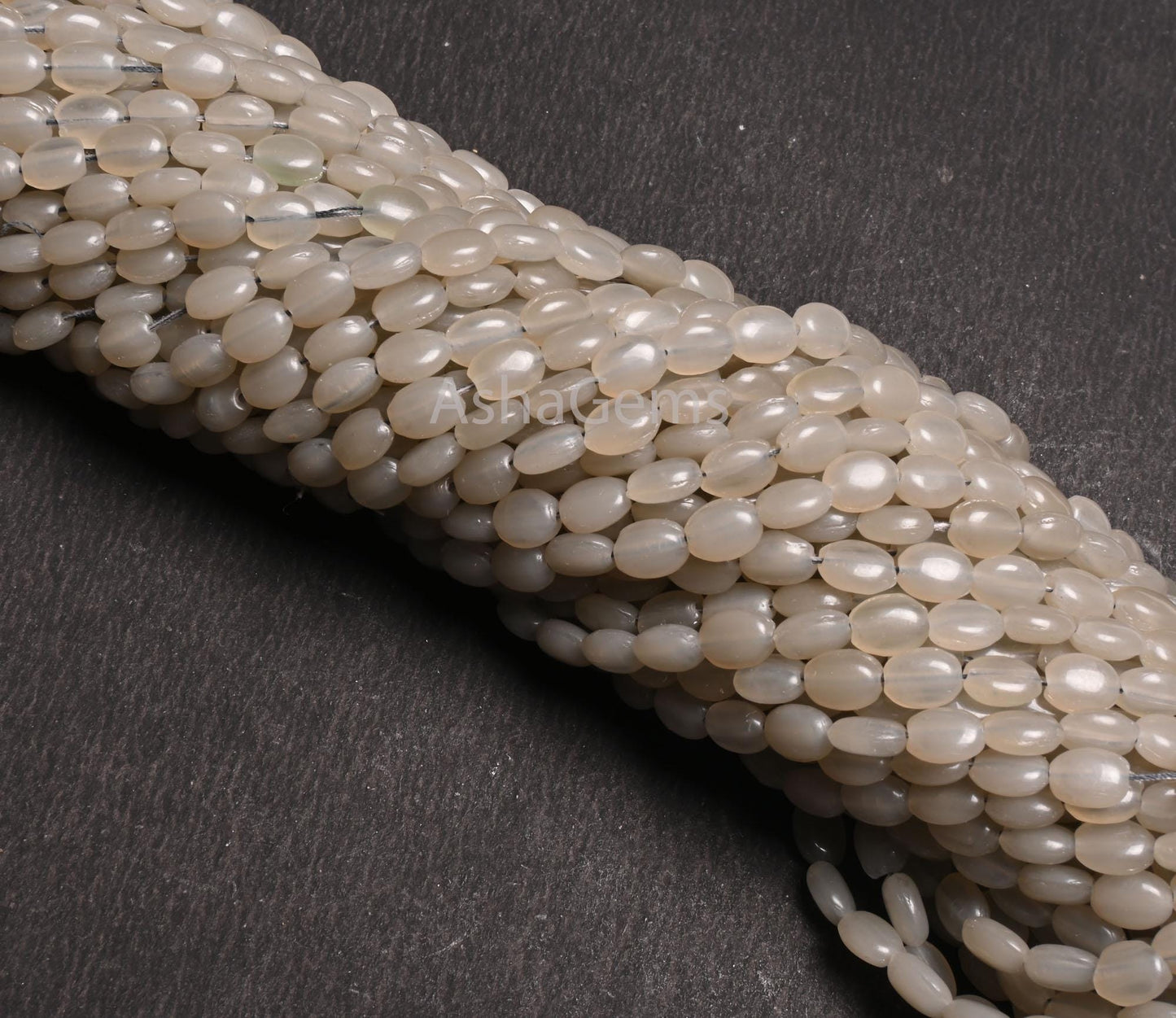 13" Beautiful Grey Moonstone Color Hydro Smooth Oval Shape Handmade Beads,6-7.5mm Light Grey Hydro Plain Oval Bead Jewelry Making Craft SALE