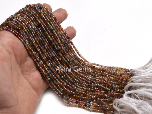 2.75 mm Tundra Sapphire Faceted Micro Cut Beads,13"Strand Real Multi sapphire Machine Cut Rondelle Gemstone Bead, Multi Disco sapphire Beads