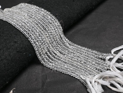 Beautiful Natural Crystal Quartz Micro Cut Beads,13" AAA Quality Crystal Indian machine cut Faceted Rondelle Crystal Bead Jewelry Craft SALE ( AG 15418 )