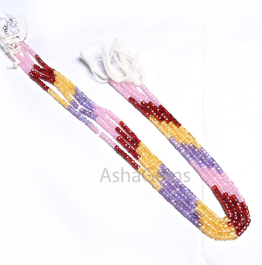13" Strand Zircon Micro Faceted Beads Beautiful Multi Color Zircon Faceted Beads,3mm Cubic zirconia Rondelle Beads, For Jewelry Making Craft