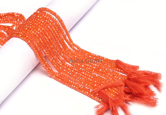 3 mm Beautiful Orange Zircon Micro Cut Rondelle Beads, AAA Quality Orange Zircon Machine Cut Faceted Beads,12.5" Cubic Zircon Beads Jewelry