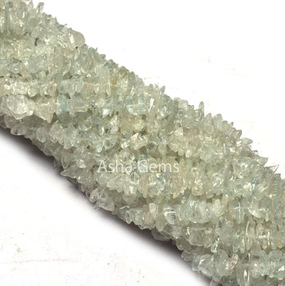 34" Strand Natural Aquamarine Uncut Chips Smooth Beads Gemstone Light Blue Aquamarine Chips, Aquamarine Smooth Raw Rough Beads Jewelry SALE