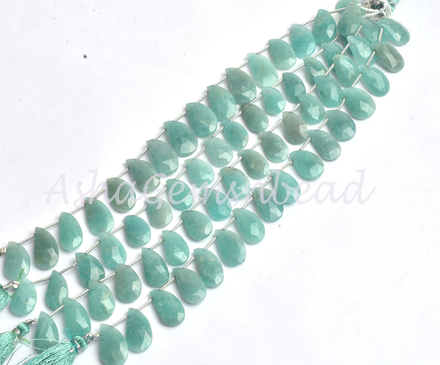 Natural Amazonite Fancy Mango Shape Faceted Gemstone Beads, Blue Amazonite Side Drill Fancy Keri Briolette Bead, Blue Amazonite Bead Jewelry