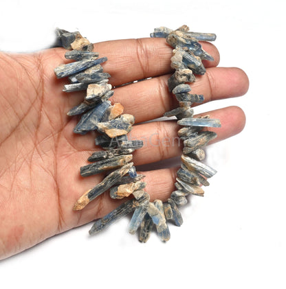 Natural Kyanite Beads, Kyanite Rough Beads,16" Strand Blue Kyanite Unpolish Long Stick Uneven Shape Gemstone Beads, Side Drill Raw Bead SALE