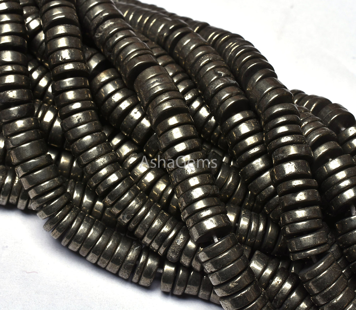 Natural Pyrite Smooth Heishi Tyre Shape Gemstone Beads, Pyrite Gemstone Beads Plain Flat Tyre Beads, Pyrite Loose Beads Jewelry Crafts SALE