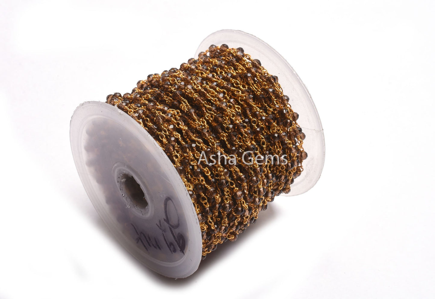 Beautiful Smoky Quartz Hydro faceted Beads Rosary Chain, Rosary Micro Cut Beaded Chain Gold Plated Wire Bulk Roll Jewelry Making Chains SALE