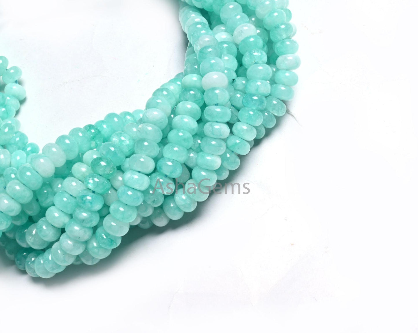 Fine Quality Peru Blue Color Jade Quartz Smooth Rondelle Gemstone Loose Beads,8 mm Neon Sky Blue Quartz Beads Jewelry making Necklace Crafts