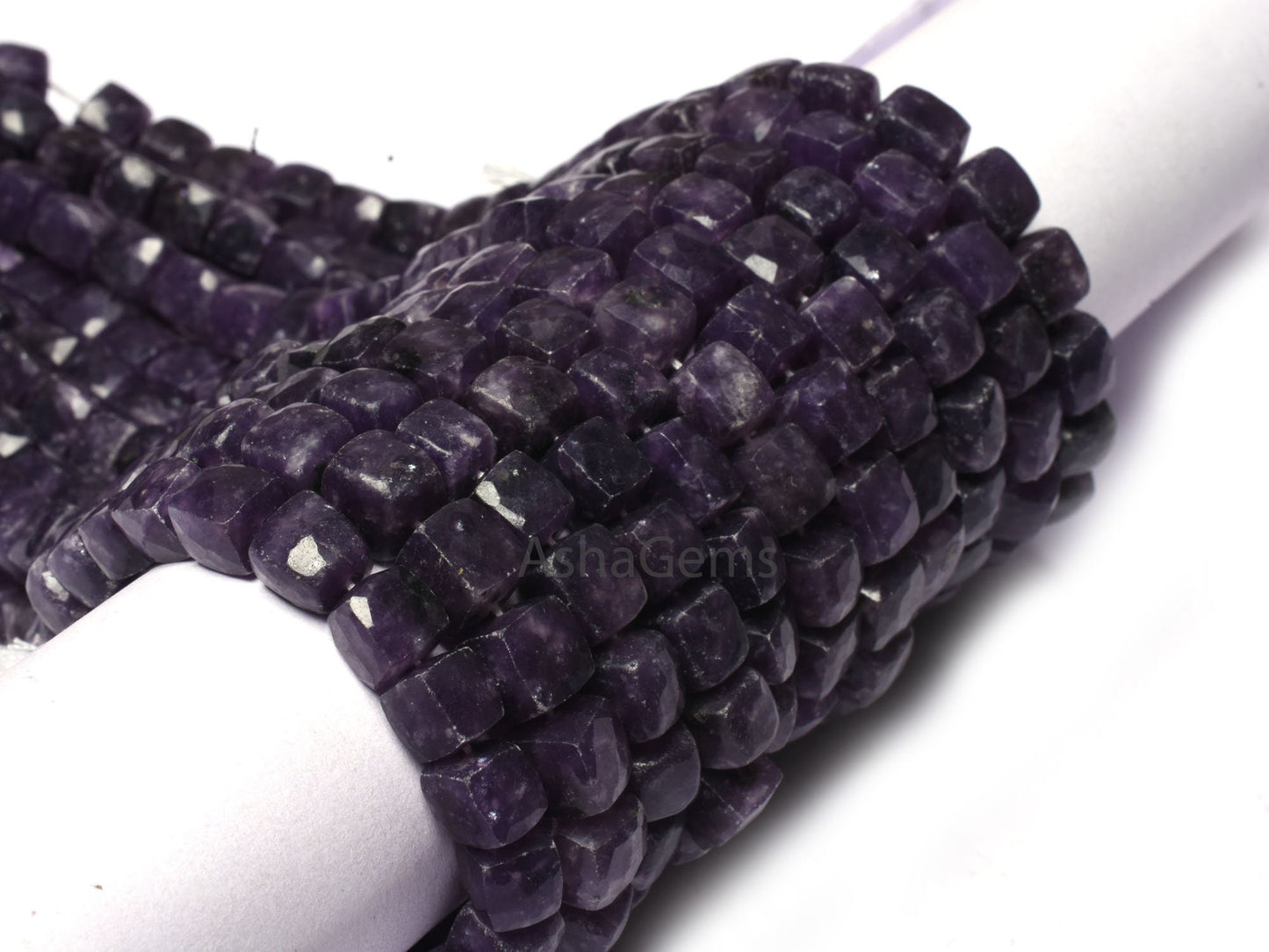 Natural Purple Lepidolite Faceted Cube Box Beads,8" Strand Lepidolite 3D Cube Gemstone Beads, Lepidolite Beads For Jewelry making Craft SALE