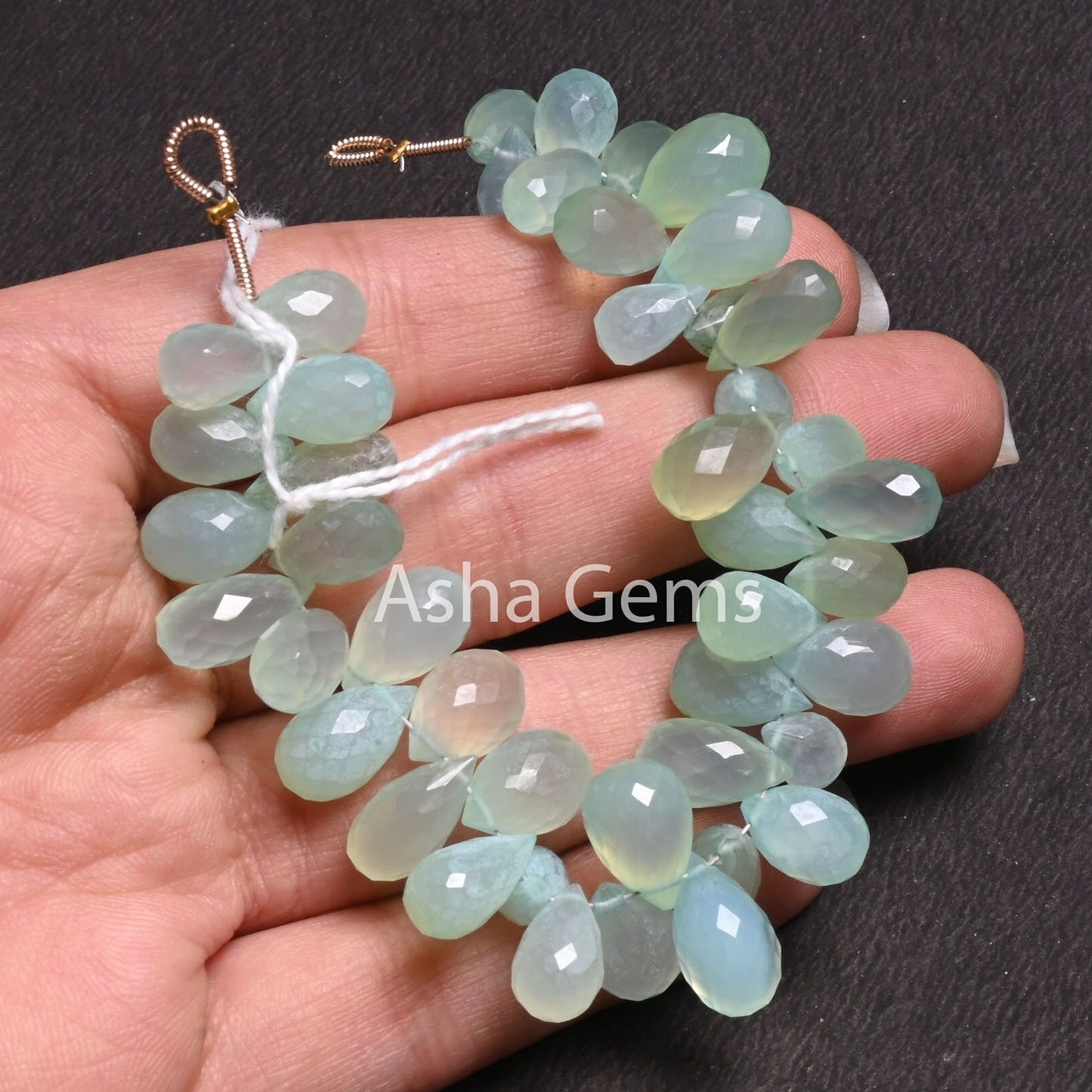 AAA Quality Sea Green Chalcedony Silver Coated Drops Gemstone Beads, Both Side Loop Chalcedony Faceted Teardrop Briolette Jewelry Craft SALE
