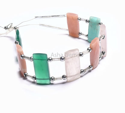 Beautiful Mix Color Stone Fancy Chicklet Beads, AAA Natural Multi Disco Gemstone faceted Rectangle Double Drill Bead Bracelet making Jewelry (AG 18567)
