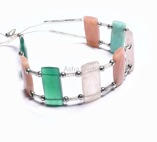 Beautiful Mix Color Stone Fancy Chicklet Beads, AAA Natural Multi Disco Gemstone faceted Rectangle Double Drill Bead Bracelet making Jewelry (AG 18567)