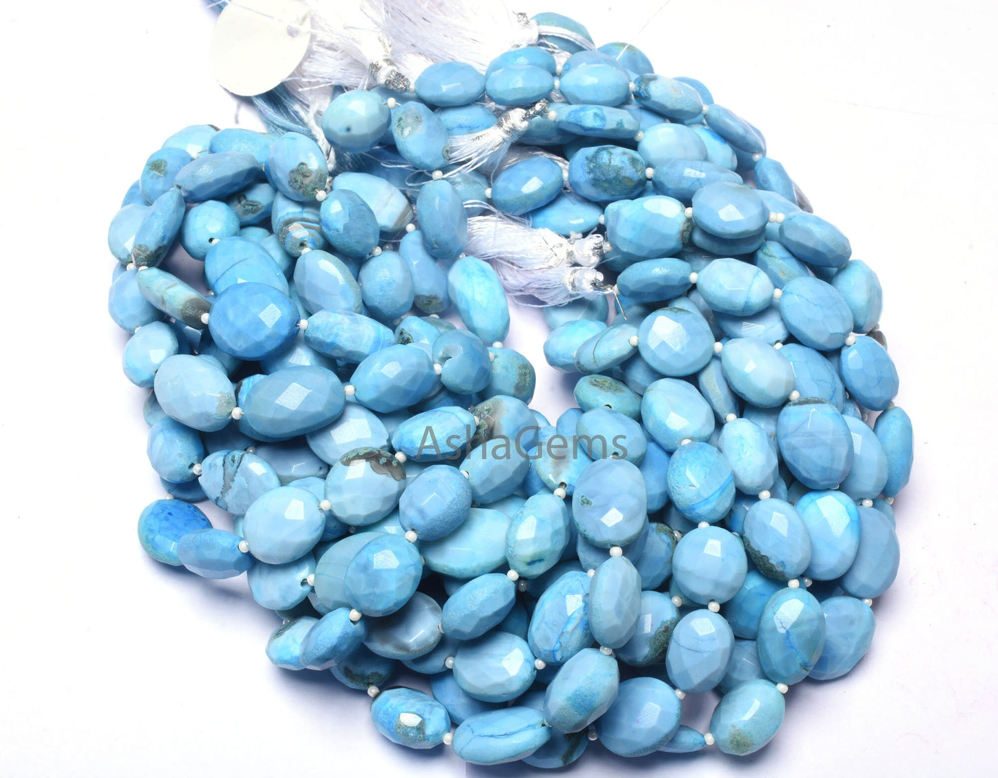 Beautiful Blue Opal Faceted Oval Shape Beads, Turquoise Blue Opal Gemstone Beads Opal Handmade Indian Cut Bead For Jewelry Making Craft SALE