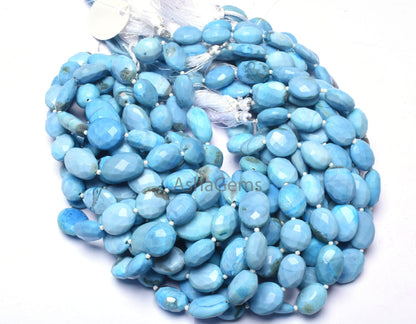 Beautiful Blue Opal Faceted Oval Shape Beads, Turquoise Blue Opal Gemstone Beads Opal Handmade Indian Cut Bead For Jewelry Making Craft SALE