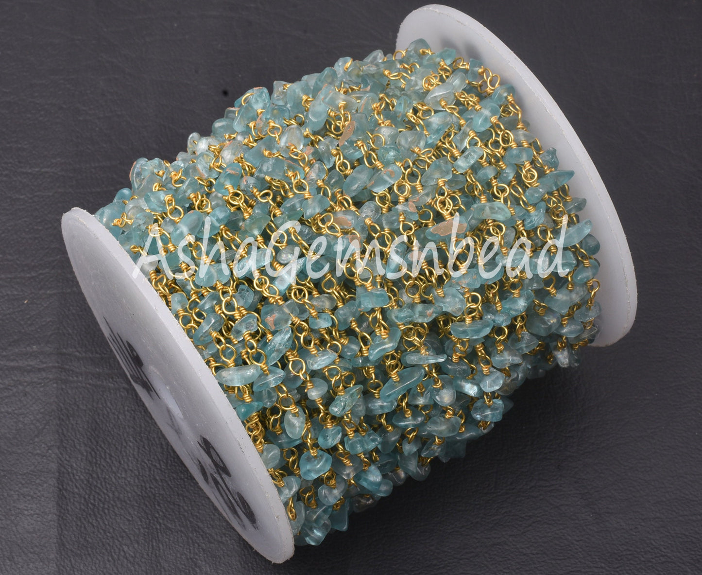 1,5,25,50 Feet Bulk Chain, Natural Apatite Uncut Beads Rosary Chain, Sky Blue Apatite Gemstone Beaded Chain, Gold Chain Wholesale Chip Chain