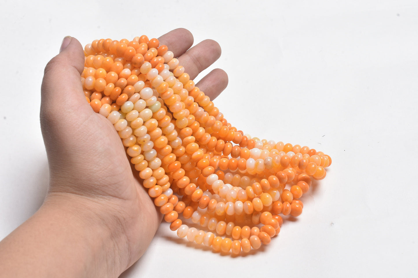 AAA Quality Opal Smooth Rondelle Beads,16" Fire Opal Color beads, Carrot Orange Shaded opal Plain Gemstone Loose bead Necklace Jewelry Craft
