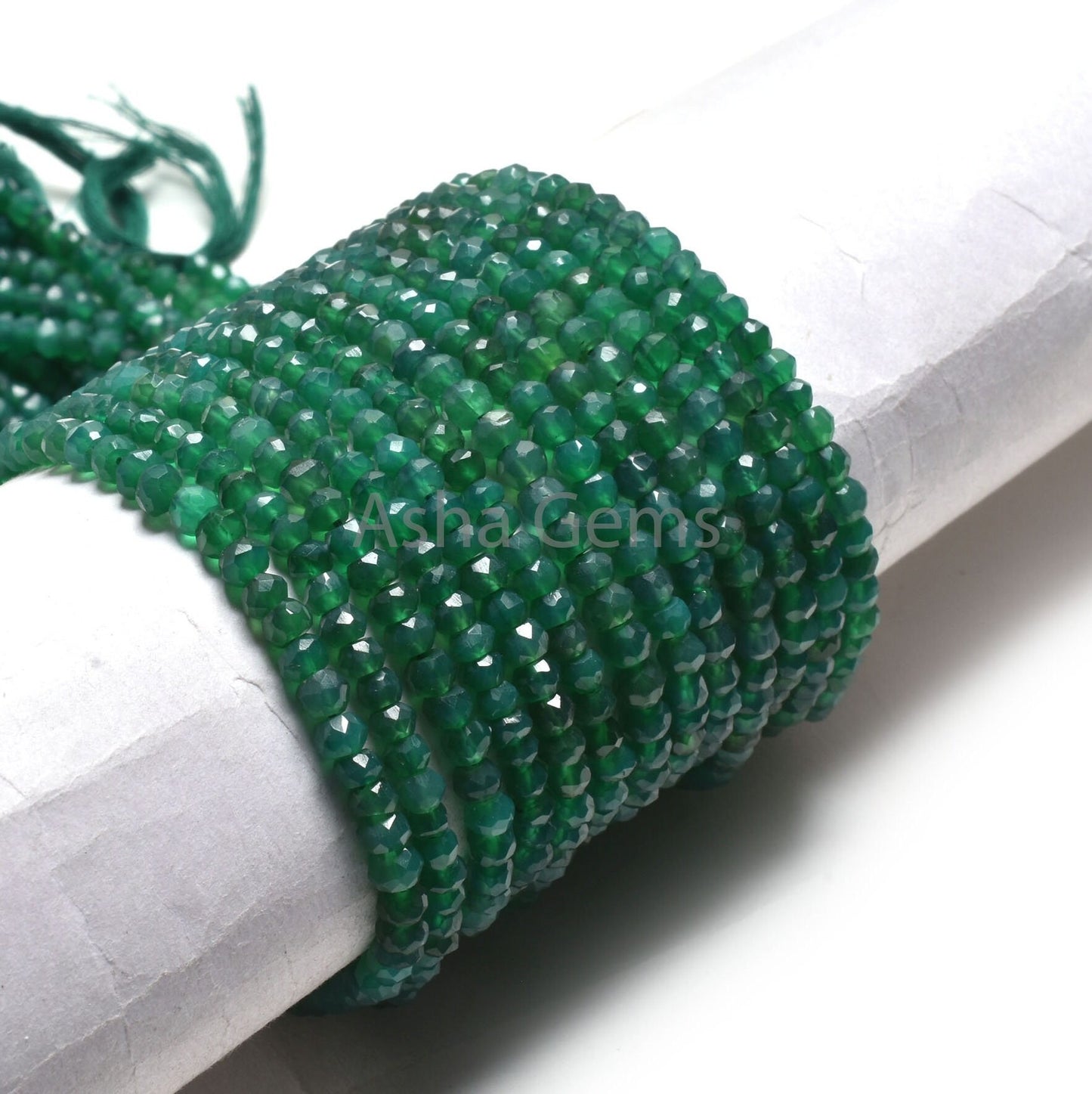 Beautiful Natural Green Onyx Faceted Rondelle Shape Gemstone Beads,13" Strand Green Onyx Beads, Fine Quality,Green Onyx Beads Jewelry Making