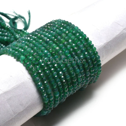 Beautiful Natural Green Onyx Faceted Rondelle Shape Gemstone Beads,13" Strand Green Onyx Beads, Fine Quality,Green Onyx Beads Jewelry Making