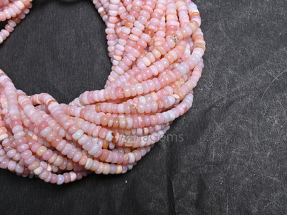 Beautiful Pink Opal Smooth Flat Rondelle Beads, Fine Pink Opal Beads Gemstone Opal Plain Handmade Uneven Rondelle Beads Jewelry Making SALE (AG 12326)