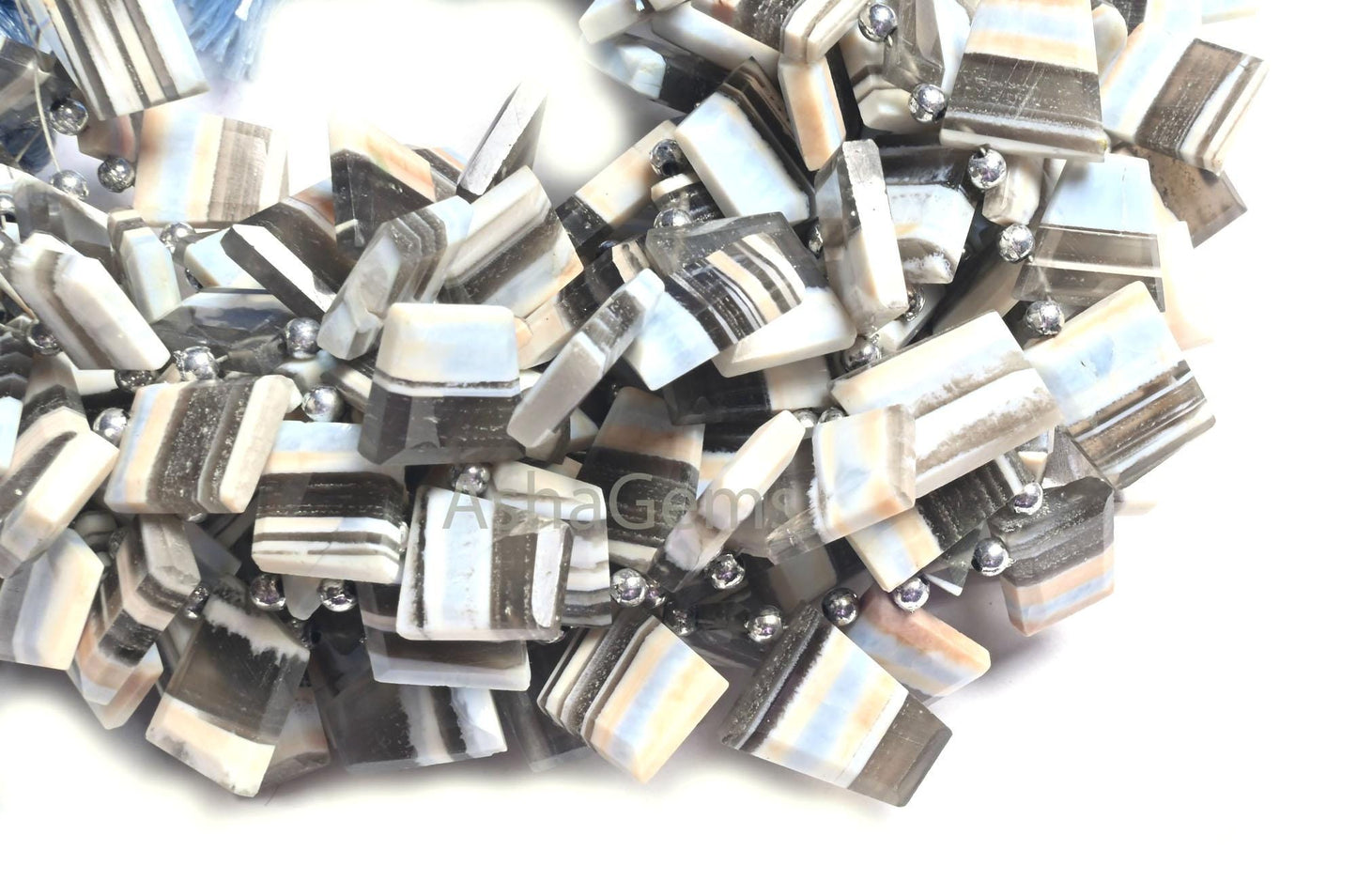 Beautiful Blue Boulder Opal Fancy Flat Nugget Gemstone Beads, Fine Opal faceted Uneven Shape Flat Table Polish Slice Side Drill Bead Jewelry (AG   18675)