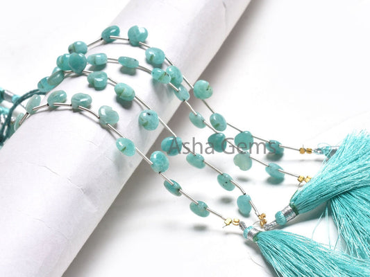 8 mm Blue Amazonite Carving Heart Shape Beads, Natural Amazonite Fancy Carved Heart Side Drill Gemstone Beads, Fine Amazonite Beads Jewelry