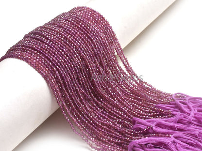 Rare AAA Purple Garnet Machine Cut Faceted Rondelle Beads,2.4 mm Purple Rhodolite Garnet Micro Cut Tiny Bead,13" Natural Garnet Bead Jewelry
