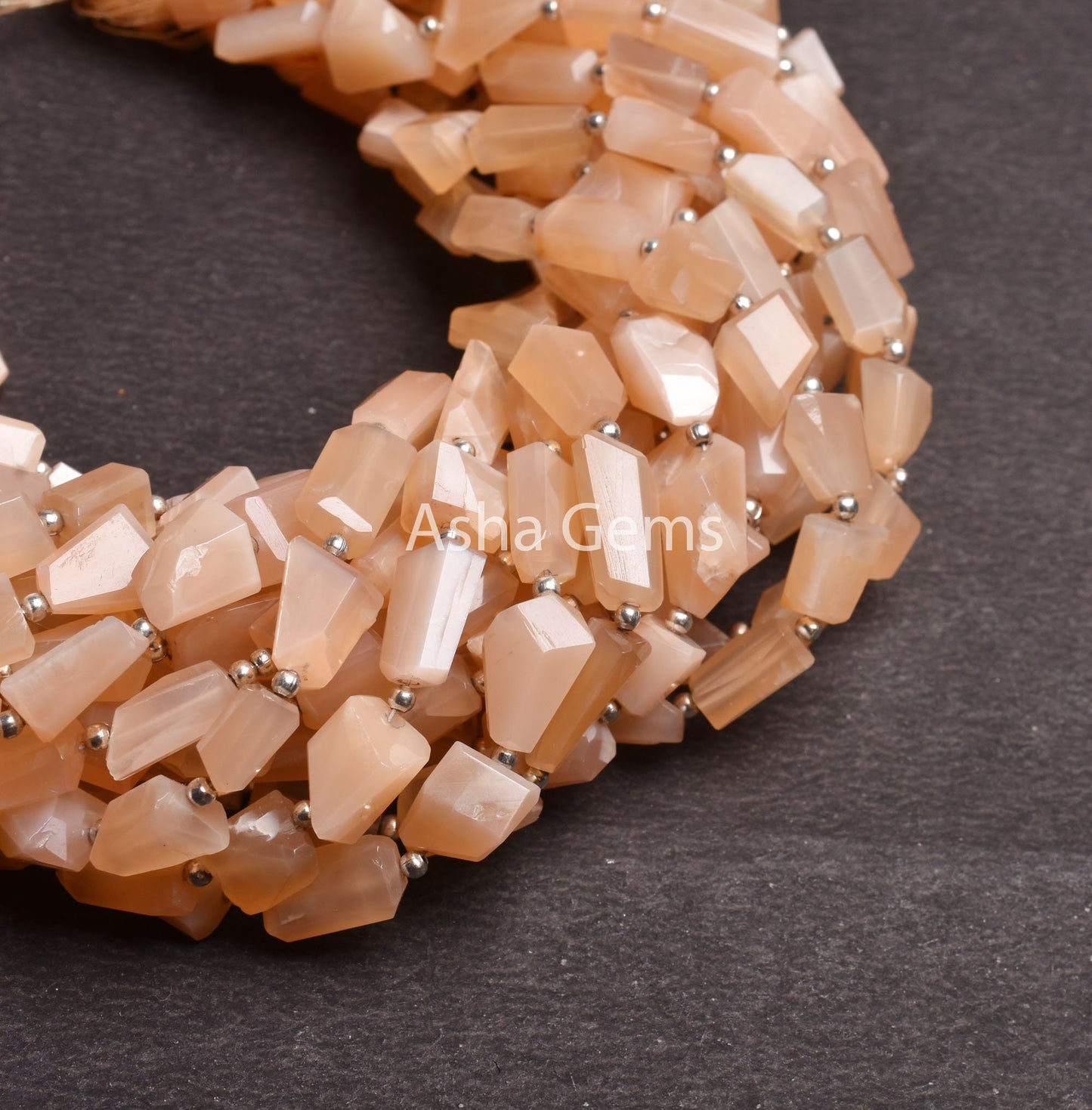 Light Peach Moonstone Faceted Nugget Gemstone Beads, AAA Natural Pink Moonstone Uneven Tumble Straight Drill Bead, Moonstone Bead Craft SALE