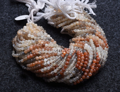 Natural Moonstone Smooth Round Shape Gemstone Beads,13"Strand Multi Moonstone Round Ball Beads,5,5.5mm AAA Moonstone Bead Jewelry Craft Sale
