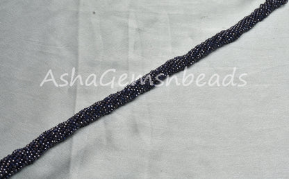 2 mm Natural Rare Blue Sapphire Micro Cut Rondelle Faceted Gemstone Beads,13" Real Sapphire Bead Machine Cut Tiny Beads Jewelry Making Craft