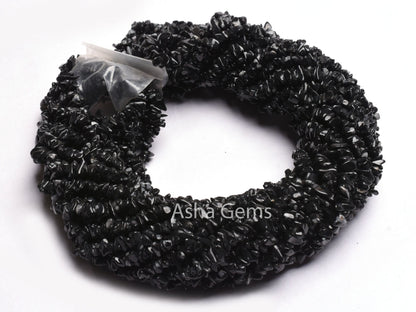 Black Obsidian Smooth Uncut Chips Beads,34" Strand natural Obsidian Smooth Raw rough Tiny Black Obsidian Beads For Jewelry making Craft SALE