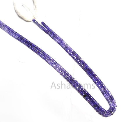 AAA Quality Shaded Purple Zircon Micro Machine Cut Rondelle Gemstone Beads, 13" Purple Blue Zircon Faceted Rondelle Beads Jewelry Necklace