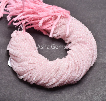 3.5 mm Natural Pink Rose Quartz Micro Faceted Round ball Beads, Fine Rose Quartz Machine Cut roundelle  Gemstone Beads Rose quartz Jewelry