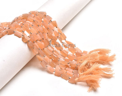 AAA Quality Peach Moonstone Faceted Nugget Shape Beads, Natural Moonstone Tumble Briolette Straight Drill Bead, Pink Moonstone Beads Jewelry