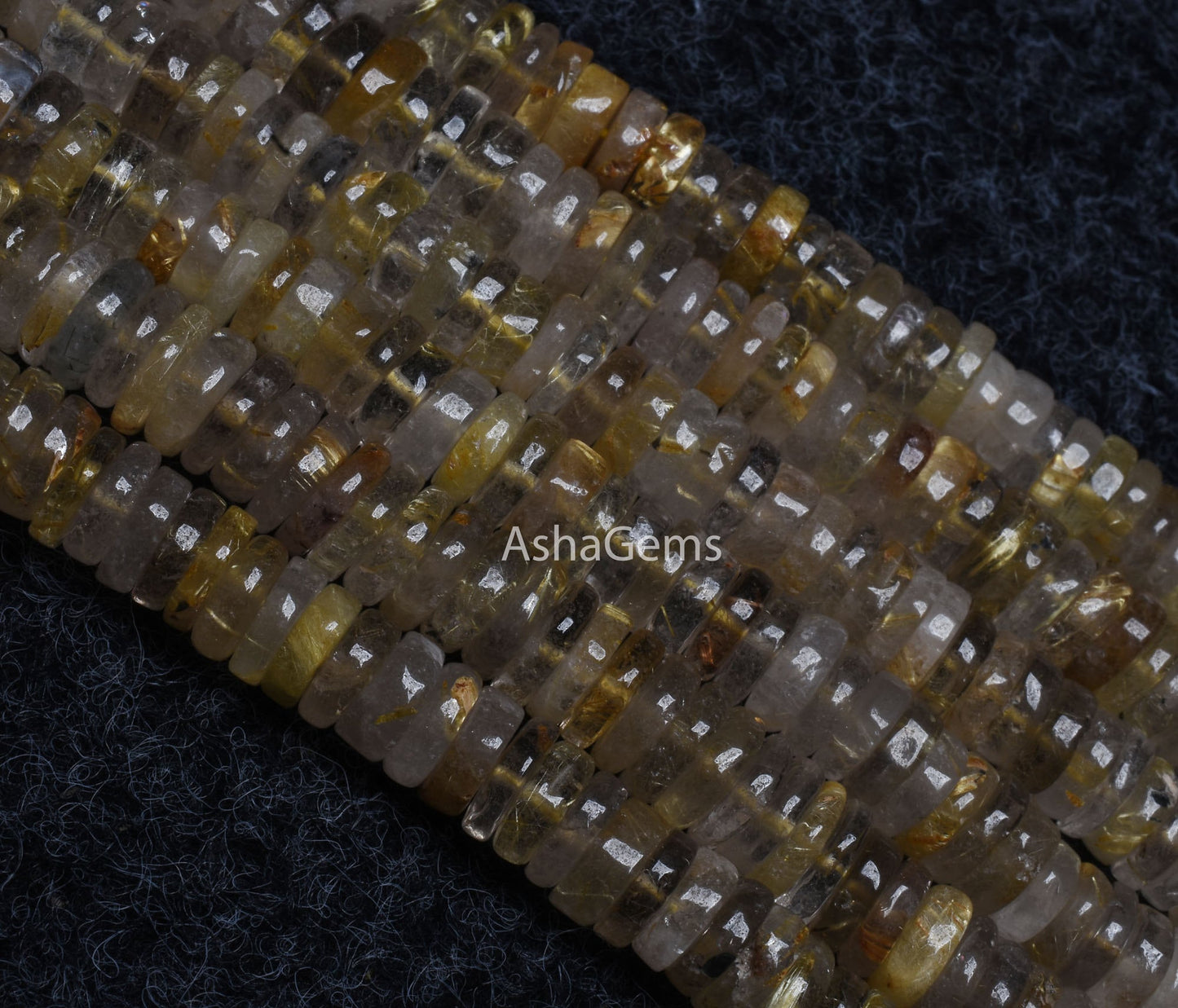 Natural Golden Rutile SmoothTyre Shape Beads,8 mm Rutile Plain Heishi Tyre Beads, Golden Rutile Beads Flat Wheel Shape Gemstone Bead Jewelry