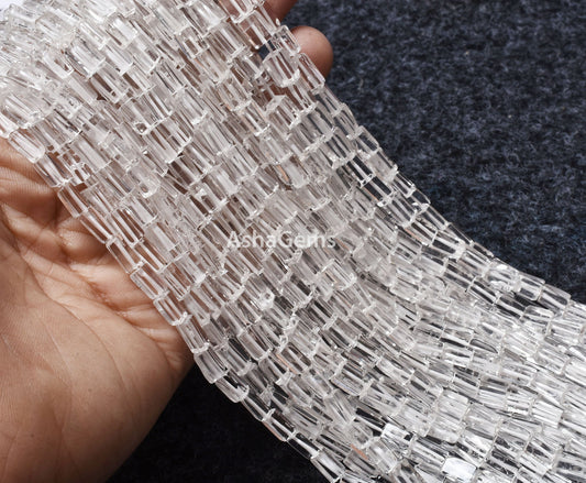 White Crystal Quartz Smooth Gemstone Bead, Natural Clear Crystal Quartz Rectangle Shape Beads,Handmade Plain Briolette Jewelry Beads SALE
