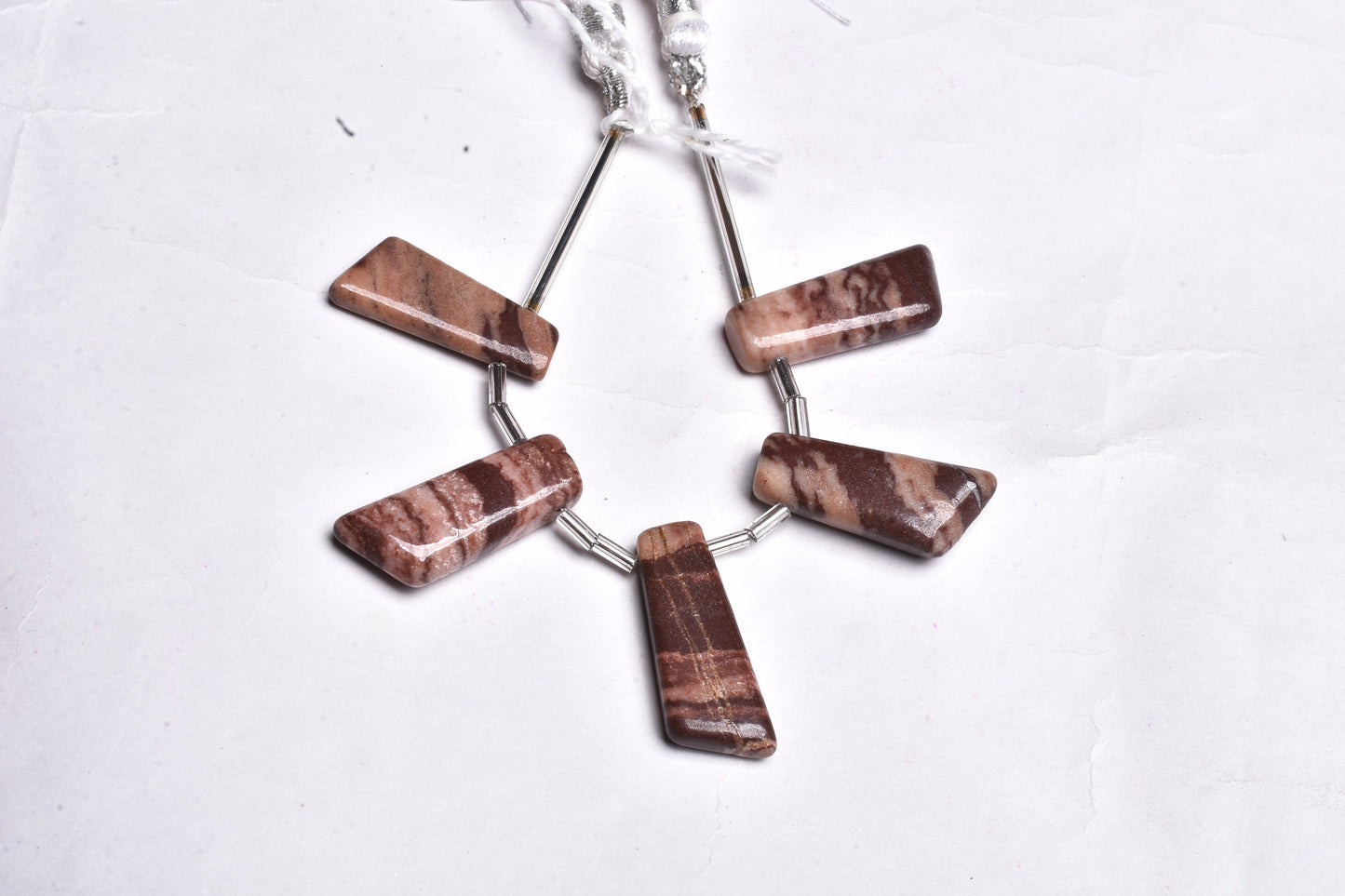 Natural Brown Jasper Fancy 7 Shape Uneven Smooth Beads, Picture Jasper Smooth Handmade Side Drill Fancy Long Slice Gemstone Beads Handicraft