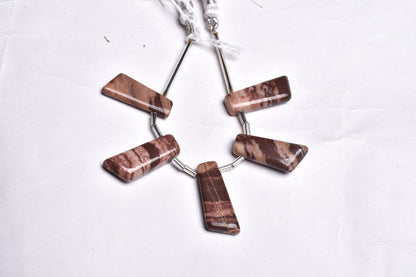 Natural Brown Jasper Fancy 7 Shape Uneven Smooth Beads, Picture Jasper Smooth Handmade Side Drill Fancy Long Slice Gemstone Beads Handicraft