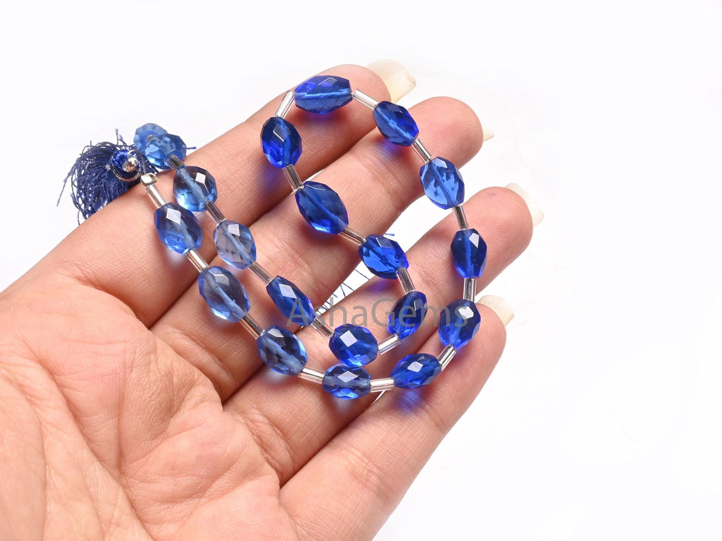 AAA Quality Shaded Blue Hydro Oval Shape Checker Cut Beads,10" Blue Quartz Hydro faceted fancy Oval Briolette handmade Beads Jewelry Crafts
