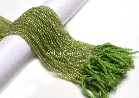 3 mm Natural Peridot Faceted Rondelle Beads, Green Peridot Machine Cut Micro Faceted Beads AAA Peridot Beads Center Drill Gemstone Bead SALE