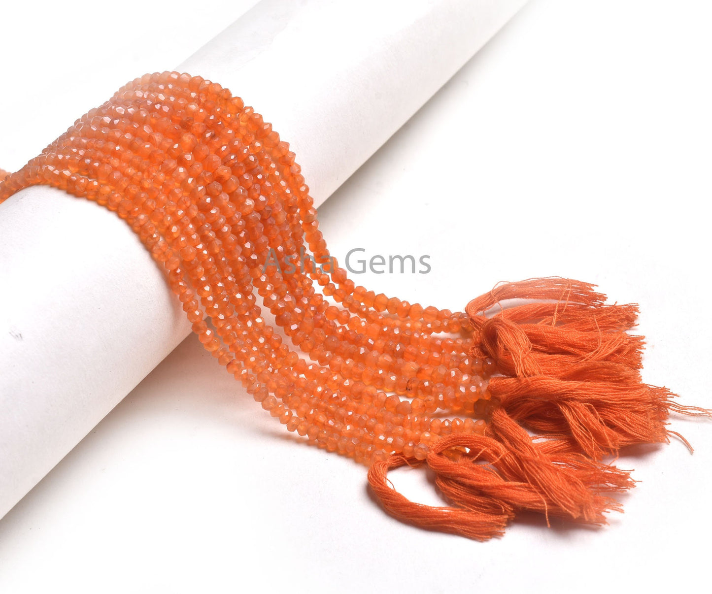 AAA Natural Carnelian Machine Cut Faceted Rondelle Beads,13" Strand Orange Carnelian Indian Cut Beads, Carnelian Beads Jewelry Supply Crafts