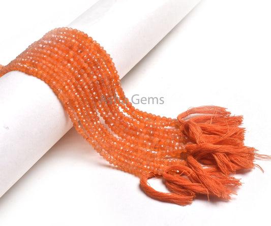 AAA Natural Carnelian Machine Cut Faceted Rondelle Beads,13" Strand Orange Carnelian Indian Cut Beads, Carnelian Beads Jewelry Supply Crafts