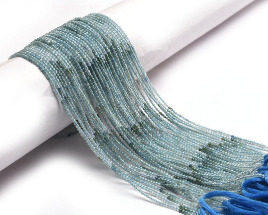 Genuine Tourmaline Micro Faceted Rondelle Beads,13"Strand Shaded Light Blue Tourmaline Beads Gemstone Tourmaline Machine Cut Beads Jewelry